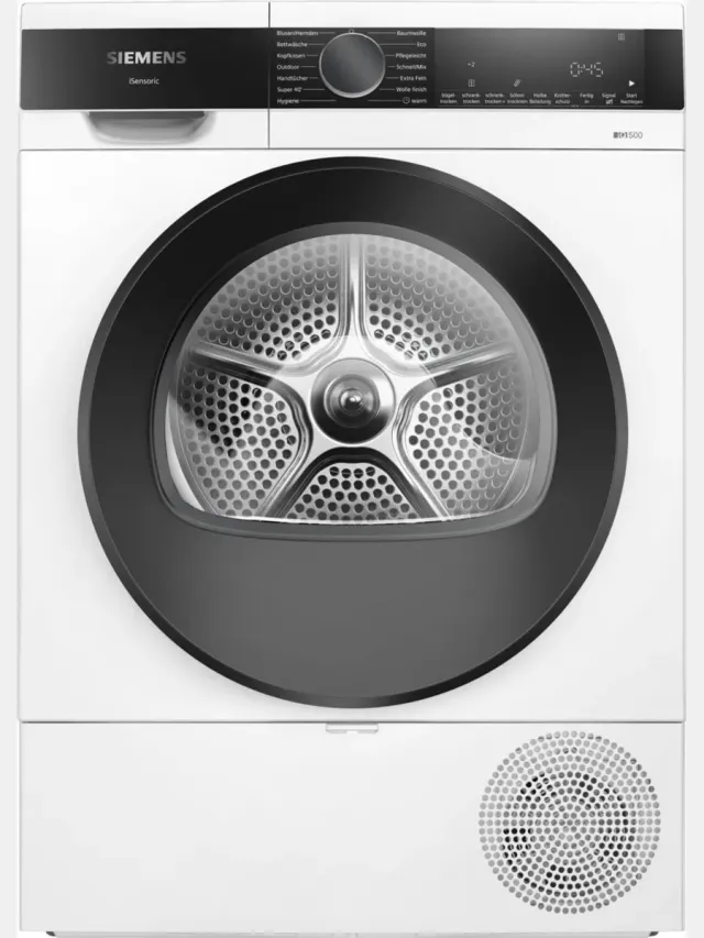 Siemens iQ500 WQ33G2D41 - Vrijstaand - Voorbelading - Warmtepomp - Wit - Knoppen - Rechts - DE display White