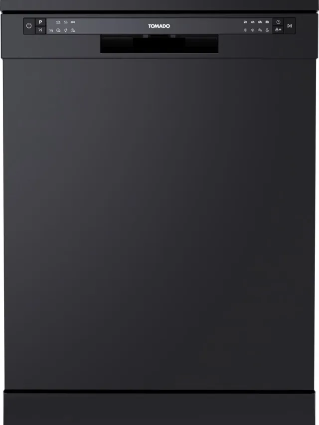 Tomado TDW6001B - Vrijstaande vaatwasser - 12 couverts - Energielabel D - 47 dB - Bestekmandje - Zwart