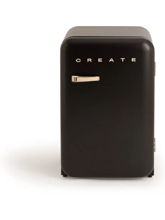Create Koelkast in retrostijl - Zwart - Handvat Goud - FRIDGE RETRO 107L