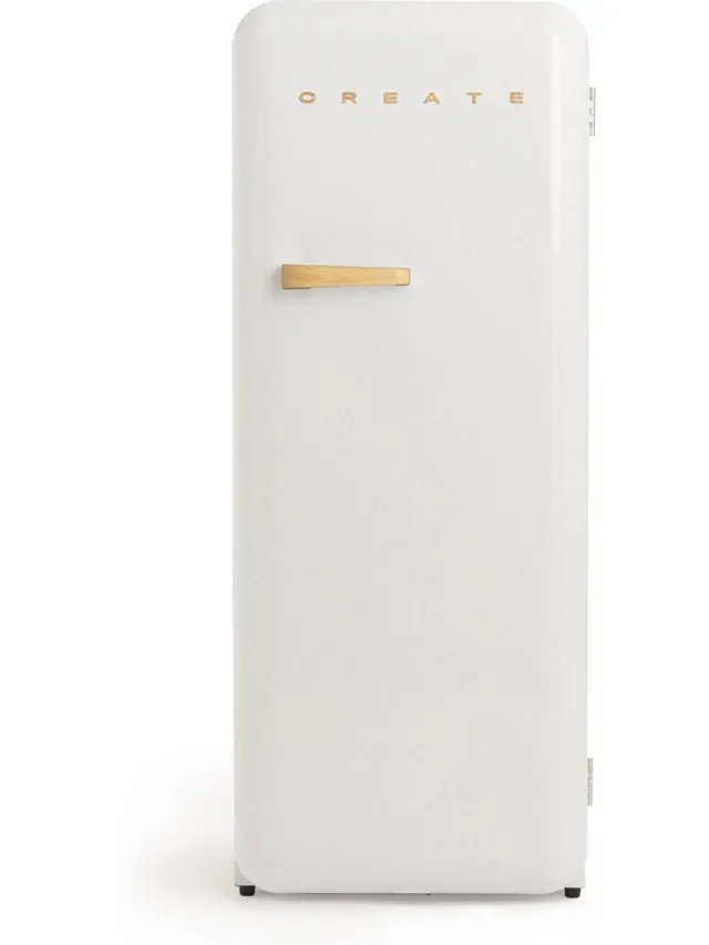 Create Koelkast in retrostijl - Gebroken wit - Handvat Hout - FRIDGE RETRO 281L