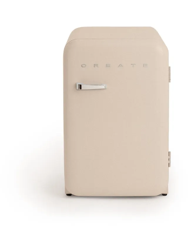 Create Koelkast in retrostijl - Zand - Handvat Zilver - FRIDGE RETRO 107L