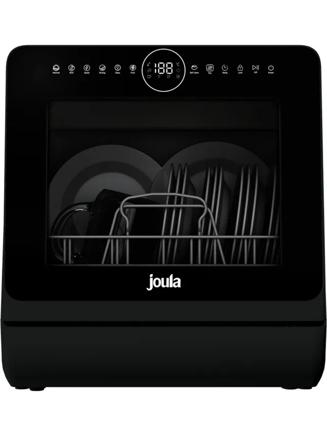Joula Mini Vaatwasser met Waterreservoir - 8 Wasprogramma's - 5 Couverts - Kleine Smalle Vrijstaande Afwasmachine - Camping - Zwart