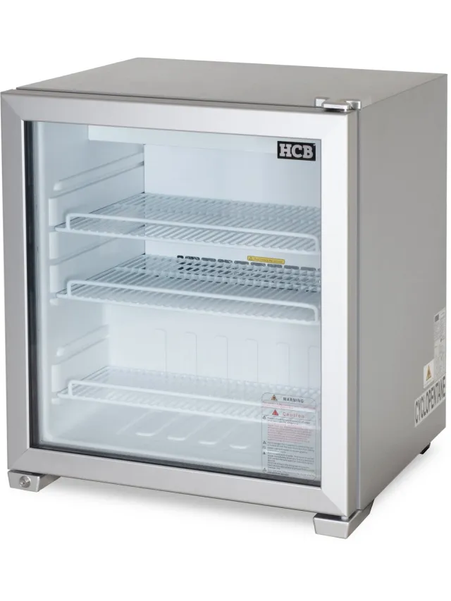 HCB Professionele Horeca Glasdeur koelkast - 90 liter - 230V - Zuinige koeling met glazen deur - Flessenkoelkast - Drankenkoelkast - 53x62x72 cm (DxBxH) - 41 kg - Frigo - 7653 Grijs