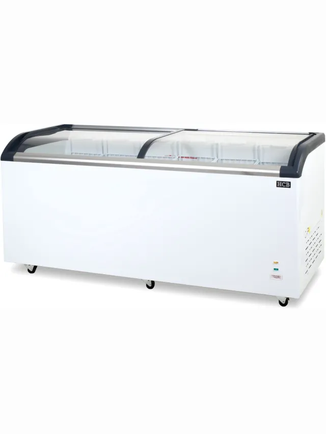 HCB Professionele Horeca vriezer - Vrieskist met glazen schuifdeksel - 545 liter - 230V - Diepvries koffer - 68x181x85 cm (DxBxH) - 30 kg - 1430 Wit - 545 liter