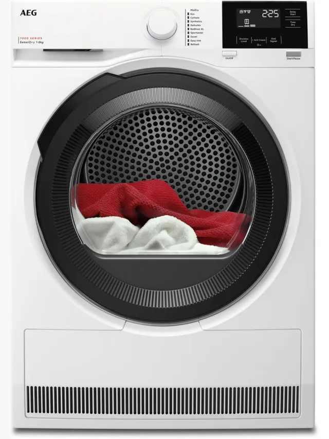 Aeg TR739EO4B 7000 SensiDry - Warmtepomp Droger - EnergyLabel C - 9 kg Wit; Zwart