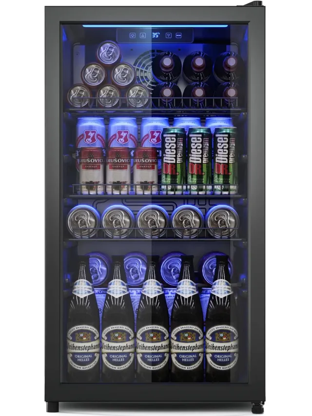 Archi Drankenkoelkast 90 Liter – Koeling - Glazen Deur – 128 Blikjes – Digitale Temperatuurregeling – LED Verlichting – Zwart