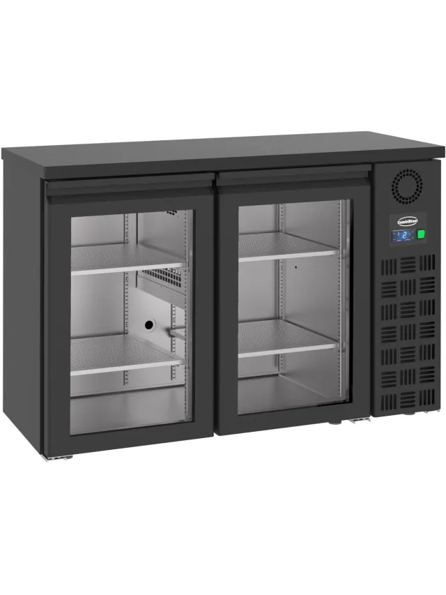 Combisteel Barkoelkast - 320L - Zwart-2°C/+8°C - Geforceerd - Draaideuren - 1380x550x950mm - Horeca Koelkast