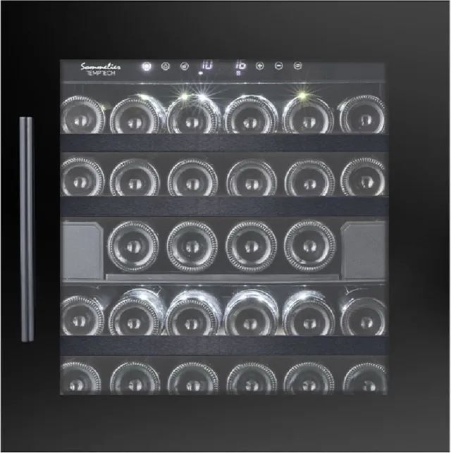 Temptech SOMZ60DB Wijnkoelkast - 2 Zones - 28 flessen - voor inbouw nis 60 cm Zwart