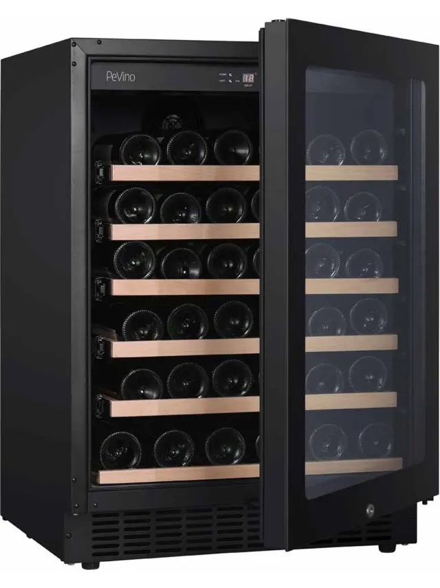 Pevino Noble Wijnkoelkast - 41 flessen - 1 zone - Zwart glazen front Black