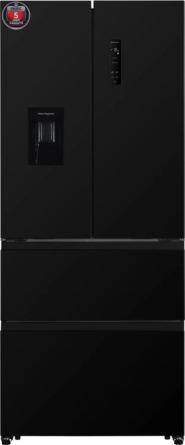Frilec BONNFD455-WS-040DB - French Door Koelkast - 441 liter - No Frost - Waterdispenser - 39 dB - Energielabel D - Zwart - Amerikaanse koelvriescombinatie