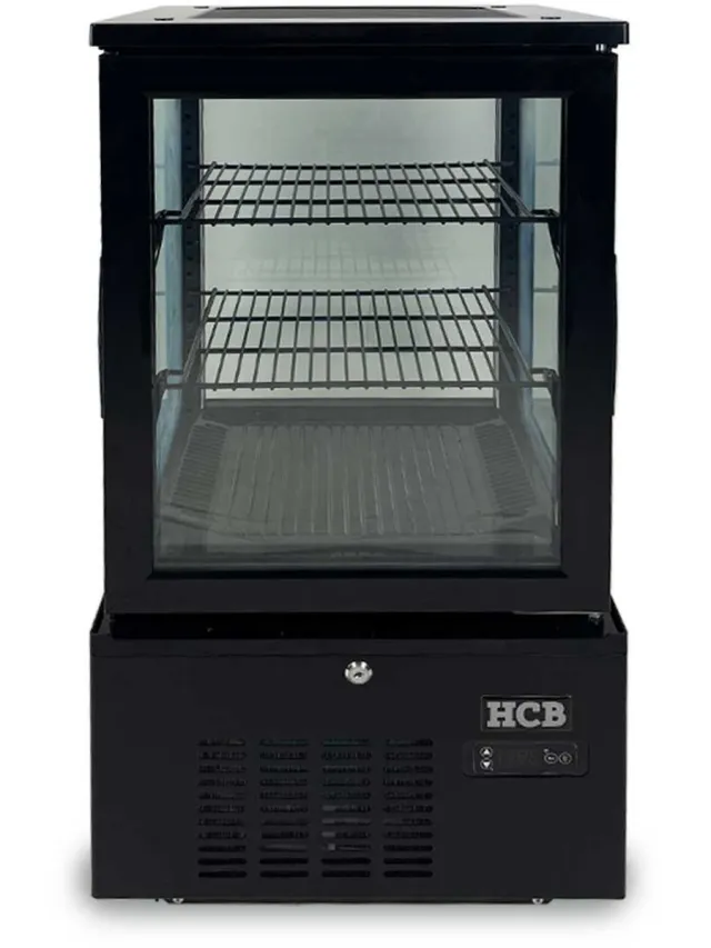 HCB Professionele Horeca Gebaksvitrine - 56 liter - zwart - 230V - Koelvitrine - 39.8x43.4x85.4 cm (DxBxH) - 37 kg - 8812