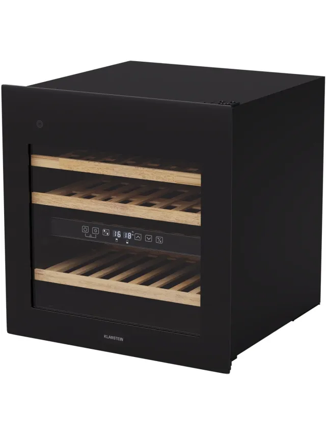 Klarstein Rhone 36 Duo Wijnkoeler - 36 flessen, 2 zones, 5-22 °C, LED-bediening, UV-bescherming, stille werking, zwart, wijnklimaatkast