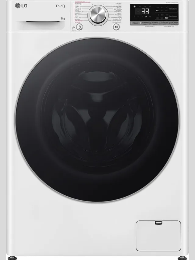 LG GC3R709S1 wasmachine 9 kg, AI DD en AI Wash voor slimme stofverzorging - TurboWash 39 voor sneller schoon - Hygiënisch wassen met stoom en ThinQ slimme bediening. Energieklasse A-10% Wit