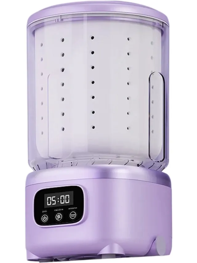 rimmo 2L Draagbare Mini Wasmachine – Draadloos Oplaadbaar Mini Wasmachine, Compacte Reis Wasmachine - Voor Ondergoed, Sokken en Kleding van Huisdieren Paars