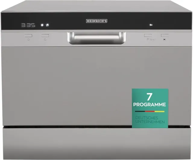 Heinrich's HTG 8840 mini vaatwasser - 7 programma's - gebruik slechts 6,5 liter per cyclus - zilver