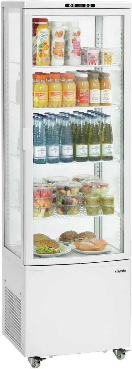 Bartscher Koelvitrine 235L-W - 2–12 °C - 4 Niveaus - 525x455x1705mm rvs