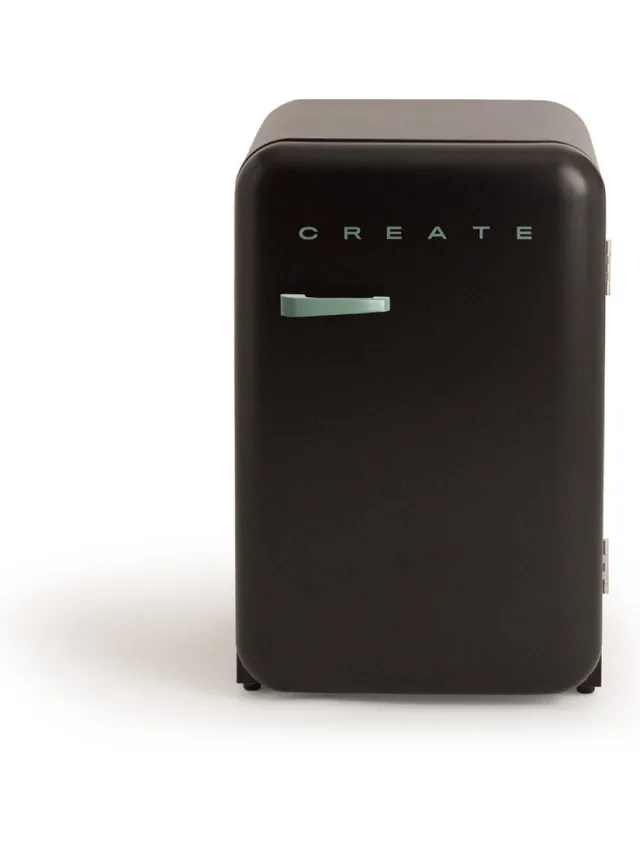 Create Koelkast in retrostijl - Zwart - Handvat Sage - FRIDGE RETRO 107L