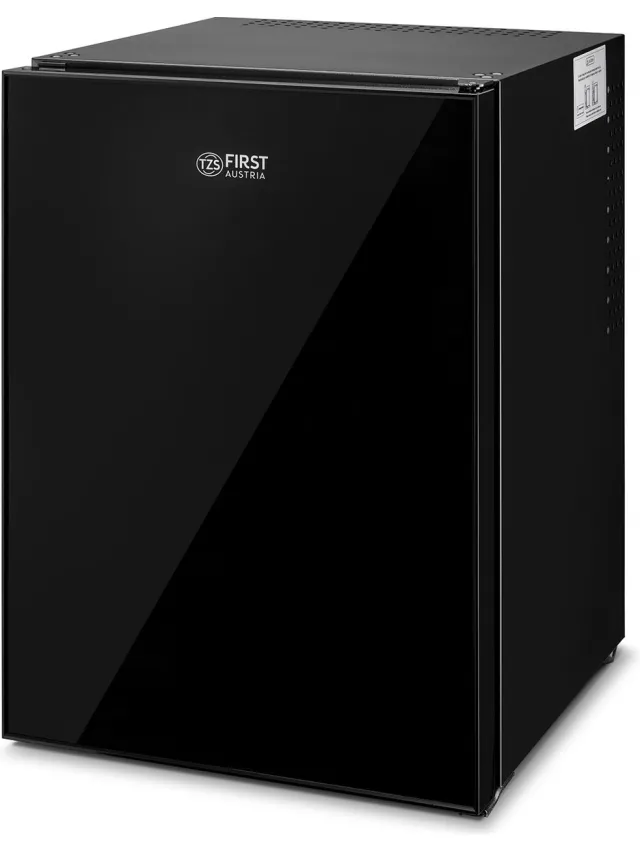 TZS FIRST AUSTRIA Mini koelkast - Minibar - 40 liter - Vrijstaand - Glasdesign - Volledig stil 22dB - Zwart