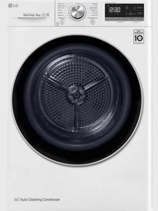Lg RC90V9AV3Q - 9 kg droger met DUAL inverter Heat Pump™ - Supersnel of Superzuinig - Auto Cleaning Condensor - ThinQ Wit