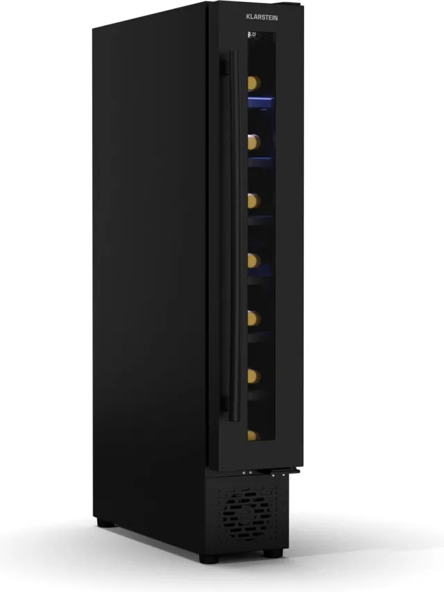 Klarstein Vinovilla 7 Uno Inbouw Wijnkoeler - 7 Flessen, 1 Zone, 5-18 °C, LED-verlichting, Stille Werking, Matzwart, Slank Model