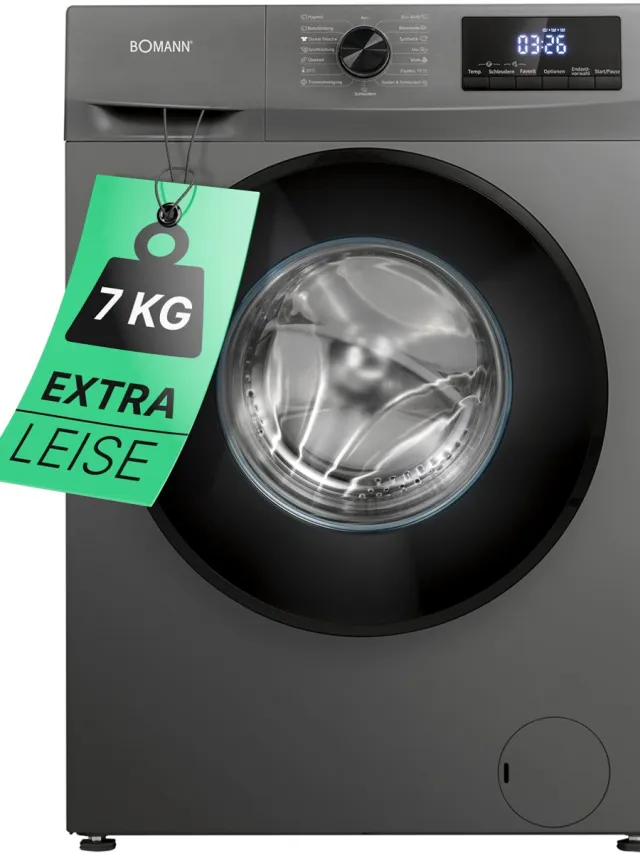 Bomann WA 7175 T Wasmachine - 7KG - 1400 toeren - 15 programma's - Stoomfunctie - Energieklasse A - 10 jaar motorgarantie grijs