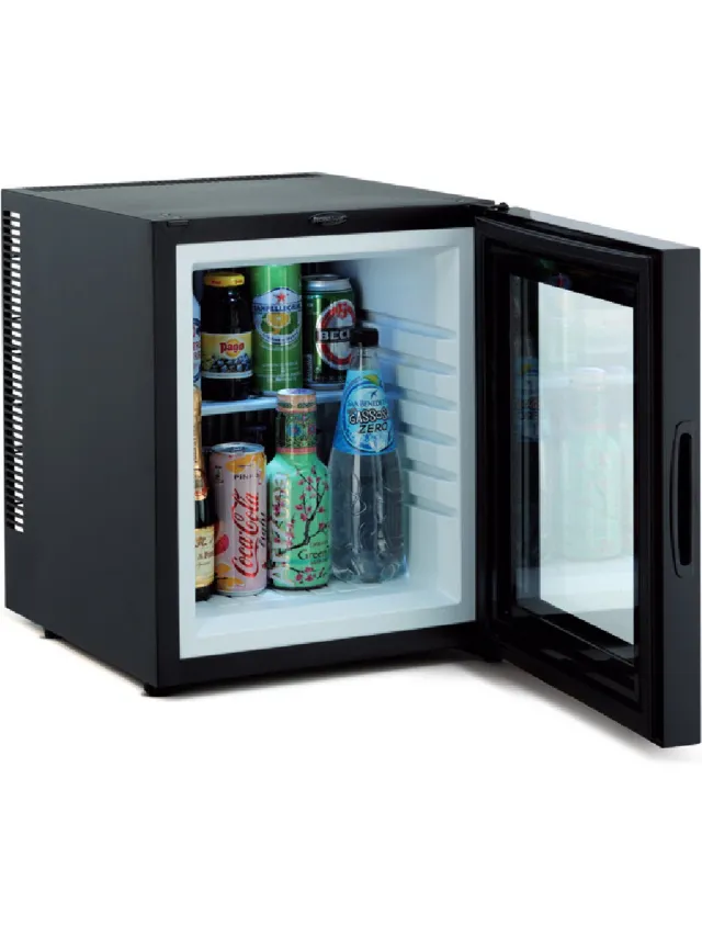 Technomax TP30NG minibar koelkast - 30 liter - compleet geruisloos - met glazen deur Zwart