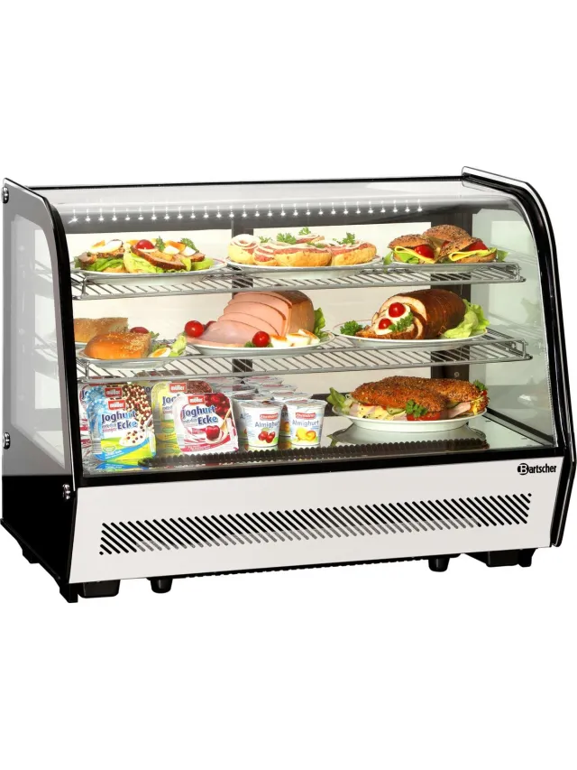 Bartscher Koelvitrine 160L - Zwart/RVS - 3 Schappen + Digitaal Display - 885x580x690mm