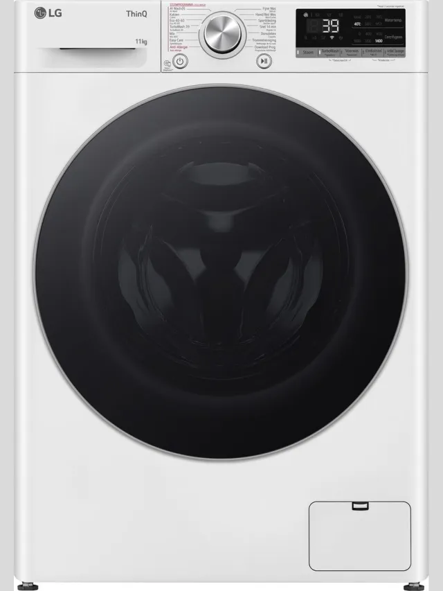 LG F4WR7011S1W wasmachine 11 kg met AI DD voor slimme stofverzorging - TurboWash 39 voor sneller wassen - hygiënisch wassen met stoom en ThinQ slimme bediening. Energieklasse A‑10%. Wit