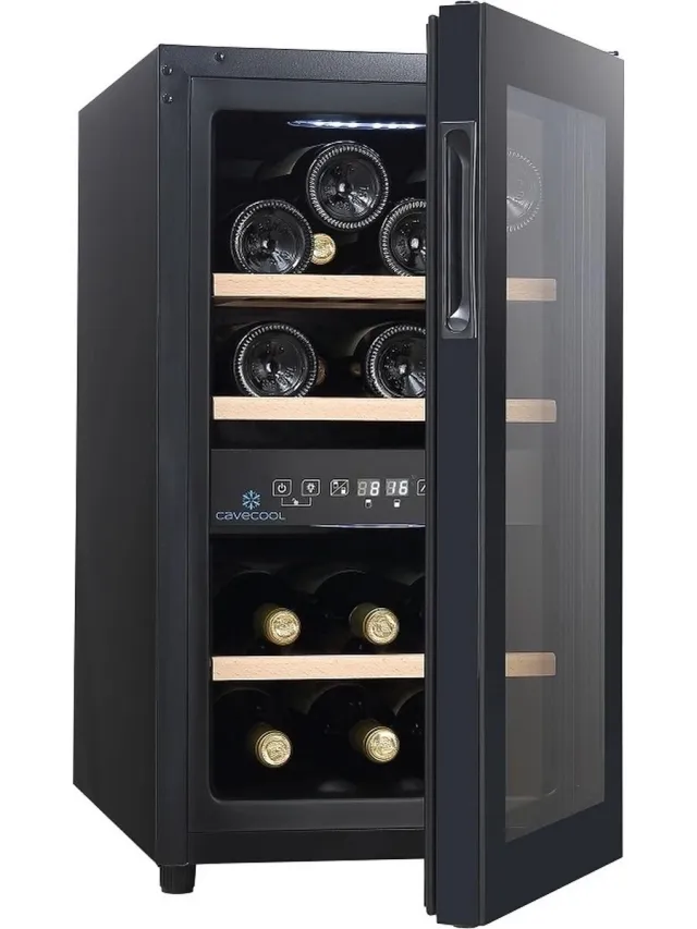CaveCool Wijnkoelkast - Cavecool Joy Azurite - 16 flessen - 2 temperatuurzones - zwart Black