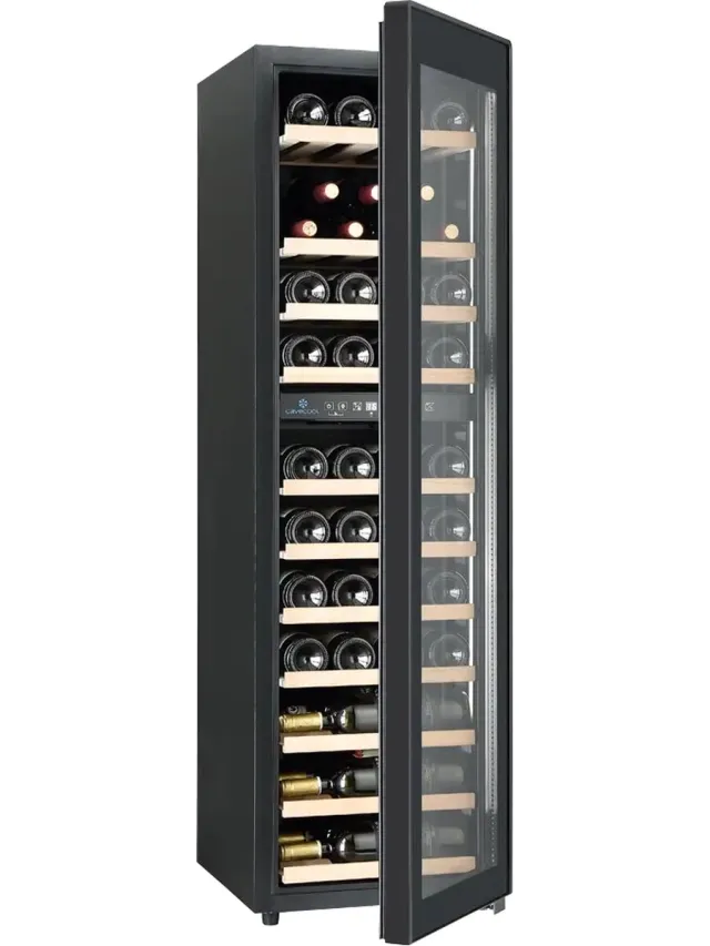 CaveCool Wijnkoelkast Cavecool Raw Quartz - 44 flessen - 2 temperatuurzones - zwart Black
