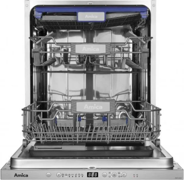 Amica Inbouwvaatwasser ADF1423X - 14 Couverts - 8 programma's - A++ - Startuitstel 24 u - Halve Lading - Besteklade - SlideSystem zilver