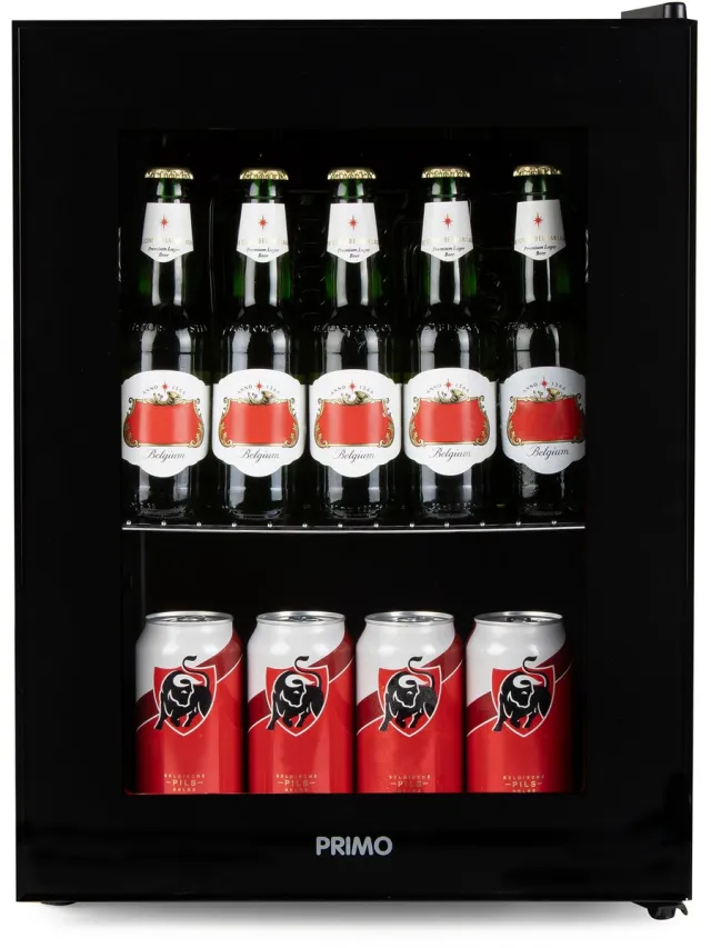 PRIMO PR193BC Drankkoelkast - Minibar - Mini Koelkast - Glazen deur - 33L - C - Zwart