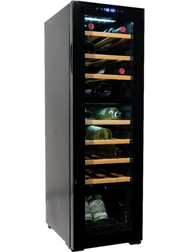 Vinata Premium Wijnkoelkast Bianco Vrijstaand - Zwart - 27 flessen - 111 x 34.5 x 48 cm - Glazen deur