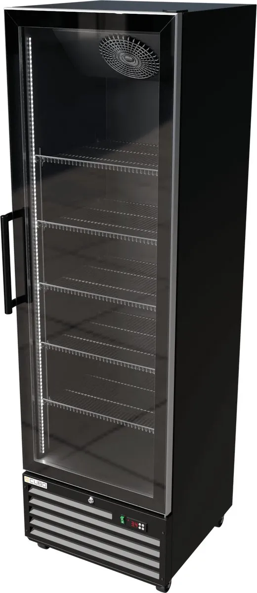 CUBO Horeca koelkast - 361L – 1 Glasdeur – 5 Legplanken – Zwart Interieur – CS-SU400- Frigo