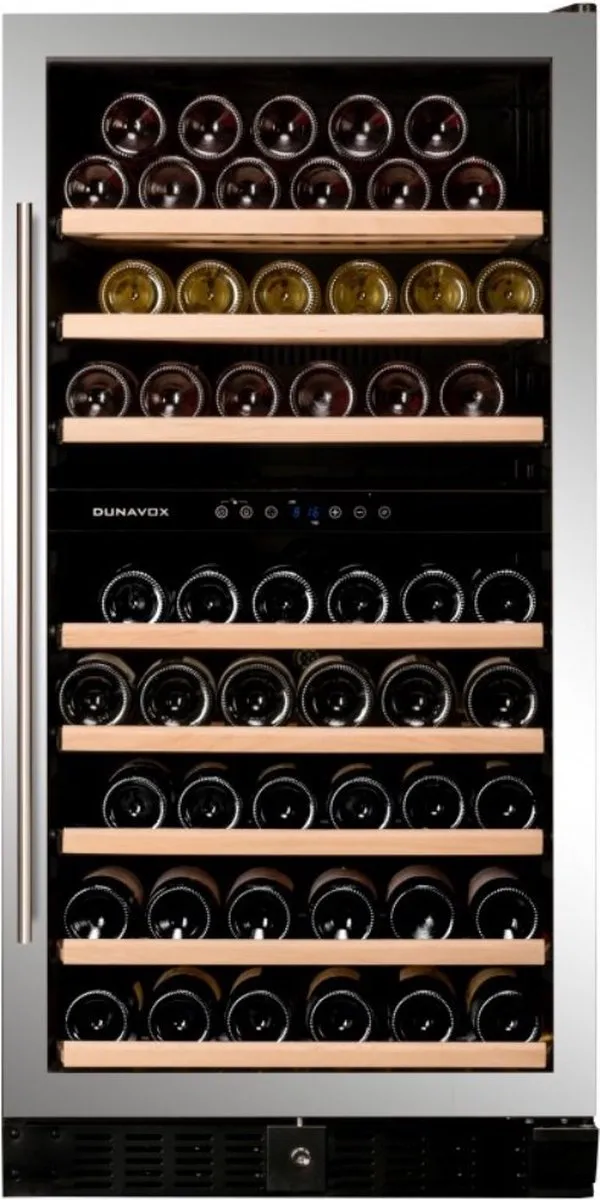 Dunavox Grande-94 Vrijstaande Wijnkoelkast DX-94.270DSK-24 94 flessen, RVS Zilver