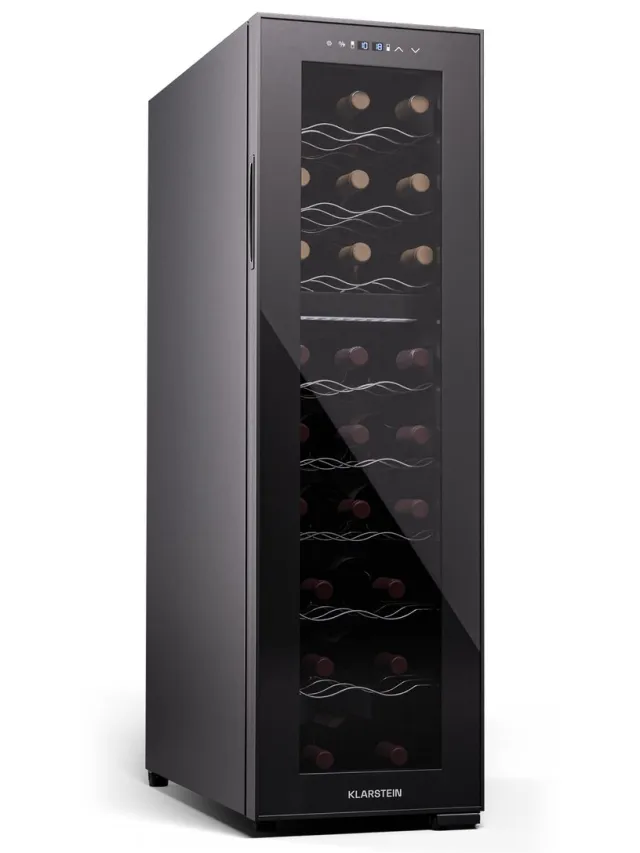 Klarstein vrijstaande wijnkoelkast 2 zones, drankkoelkast klein, kleine wijnkoelkast, wijn koelkast klein met glazen deur, indoor/outdoor flessenkoelkast, wine fridge, 24 flessen - 75L 60 cm - Touch - Wijnklimaatkast - Wijnkast Zwart