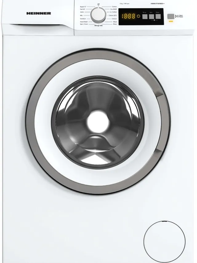 Heinner HWM-VT1610KD++ Wasmachine 6 kg – 15 Programma’s Met Allergievriendelijk programma – Eco Logic Systeem – LED Display – 1000 tpm – Wit – 5 Jaar Garantie