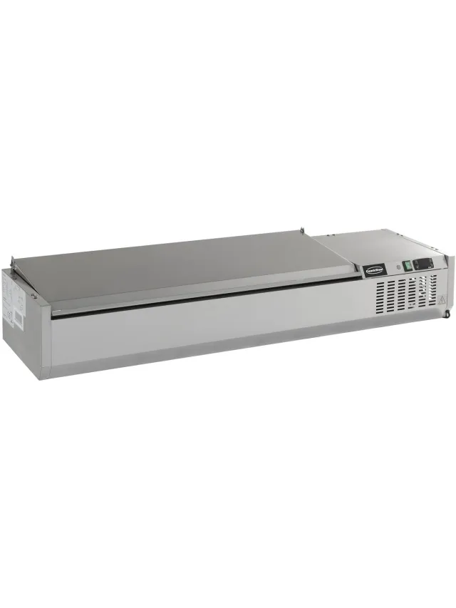Combisteel Opzetkoelvitrine Met RVS Deksel - 10x 1/4 GN - 2000x335x225(h)mm Grijs