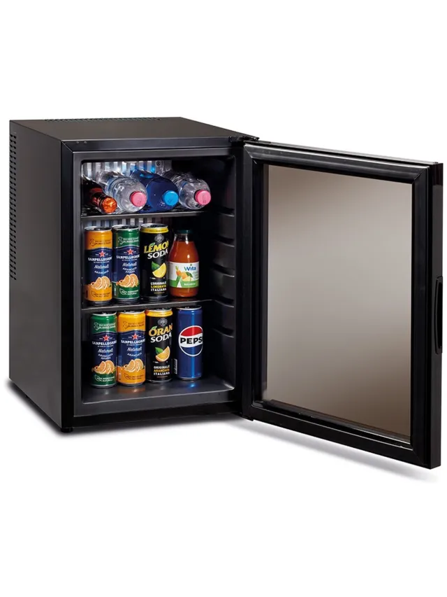 Technomax HP30LGN minibar koelkast - 30 liter - compleet geruisloos - glazen deur - binnenverlichting Zwart
