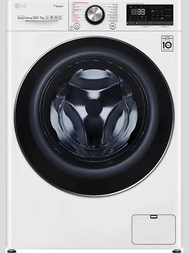 LG F4DV910H2E Was-droog combinatie 10.5kg / 7kg met TurboWash 360 Perfect schoon in 39 minuten | Slimme AI DD™ motor herkent je kleding | E | Minder strijken door stoom Wit
