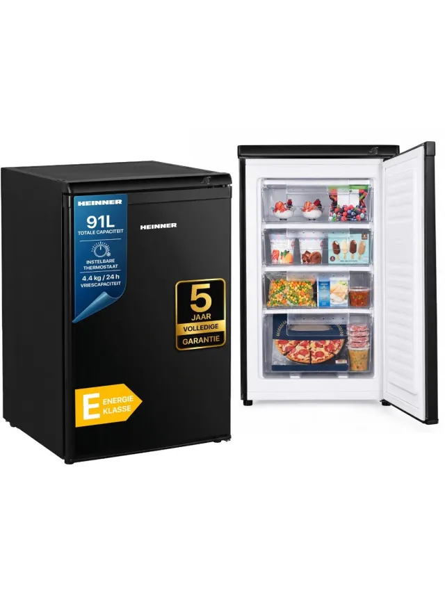 Heinner HFF-HM91BKE++ Tafelmodel Vrieskast – 91 L – Instelbare Mechanische Thermostaat – Omkeerbare Deur – Zwart – 5 Jaar Garantie