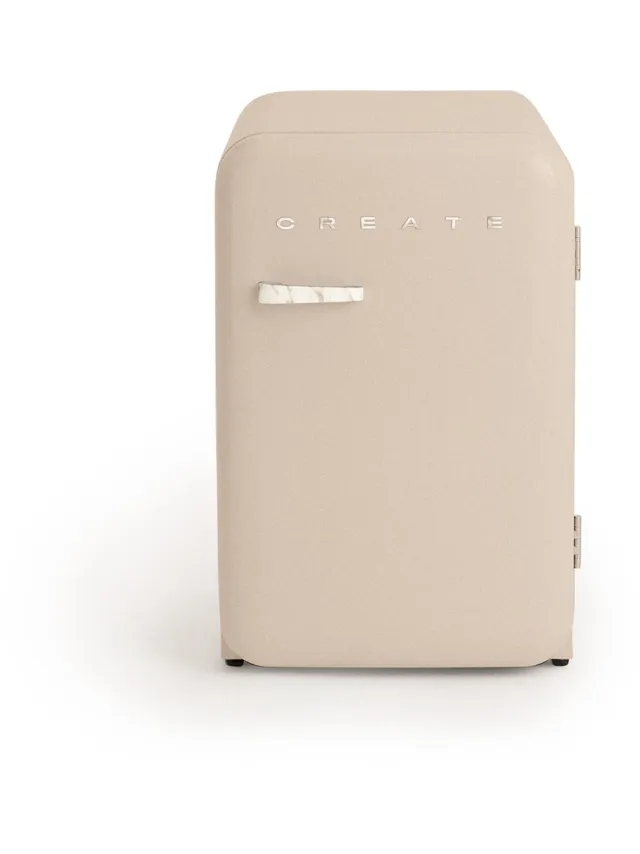 Create Koelkast in retrostijl - Zand - Handvat Marmer - FRIDGE RETRO 107L
