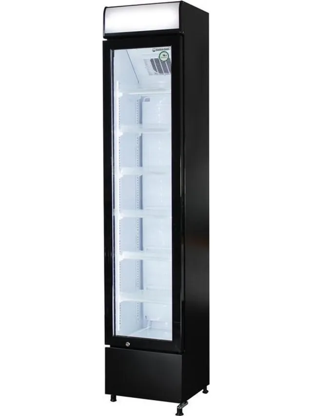 Gastro-Cool DC130 - Slimline koelkast met glazen deur 150 Liter - Zwart/Zwart/Wit 135201‎‎
