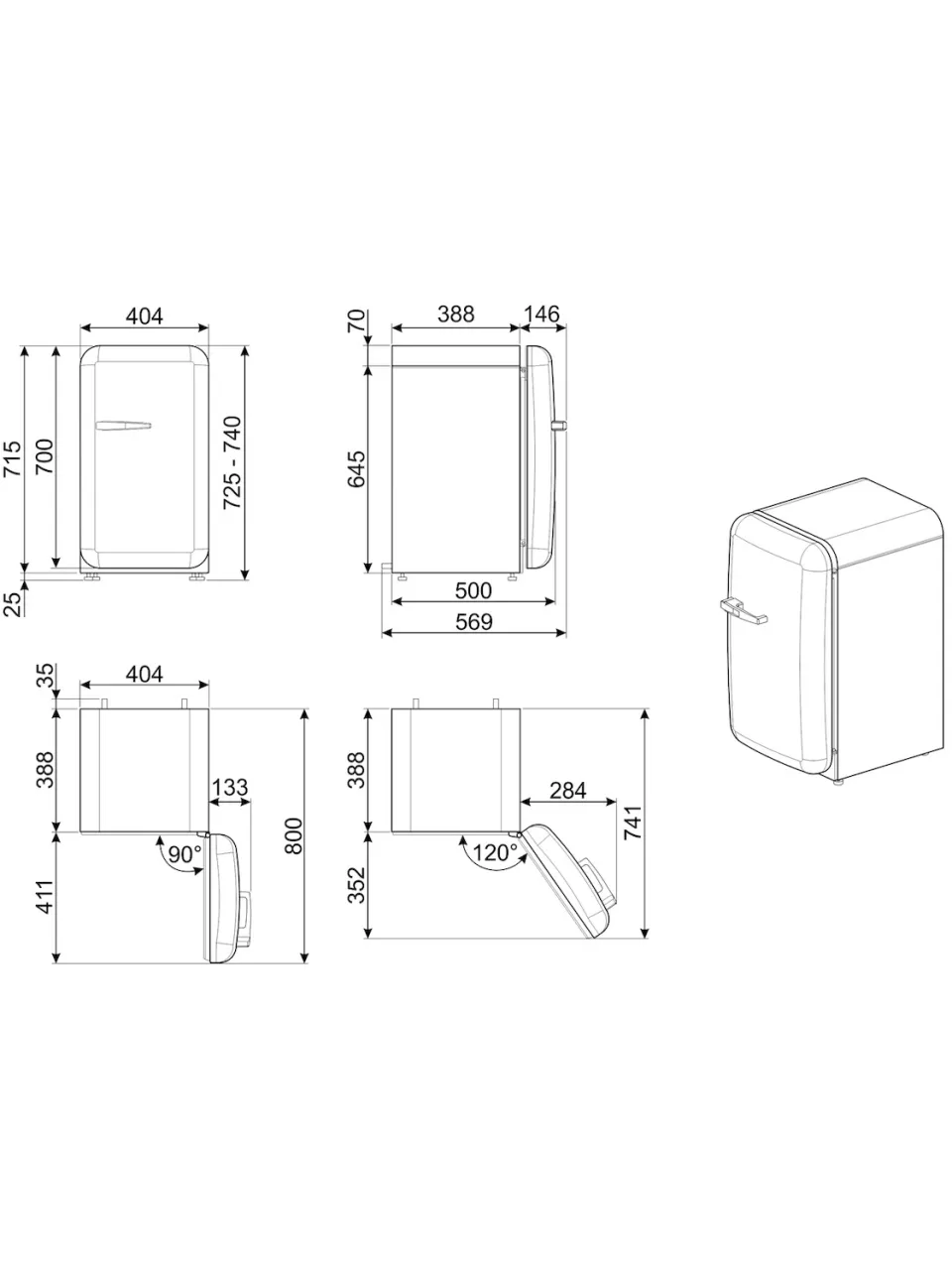 Smeg FAB5RBL6 Mini-koelkast Zwart, foto 3