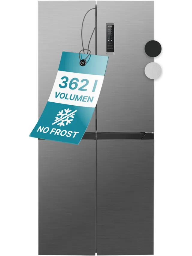 Bomann KG 7358 – Amerikaanse Koelkast - French Door - Cross Door Koel-vriescombinatie - 362 Liter - Total No Frost - Inox Zilver