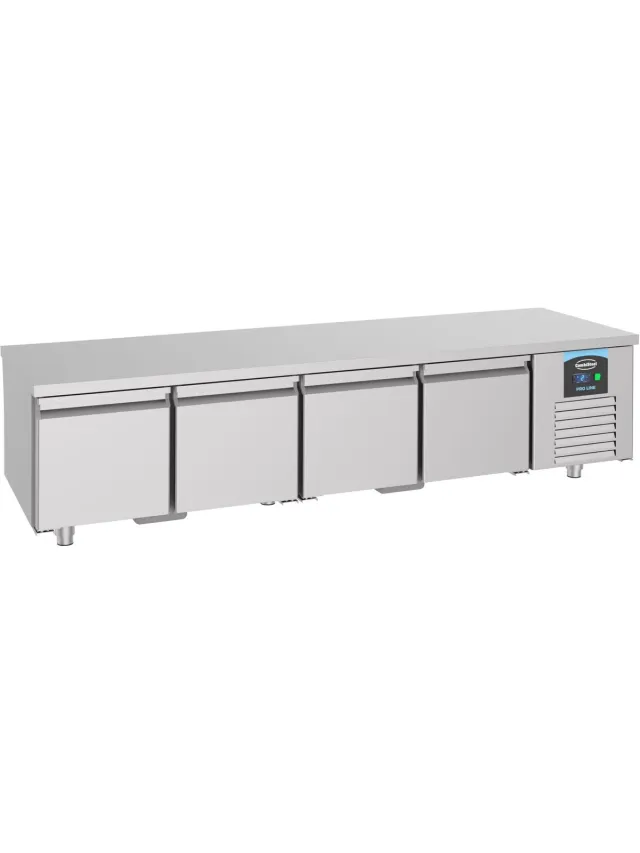 Combisteel Koelwerkbank - PRO LINE - Laag Model - 360L - 4 Deuren-2°C/+8°C - Geforceerd - 2130x700x600mm Grijs
