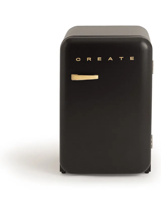 Create Koelkast in retrostijl - Zwart - Handvat Hout - FRIDGE RETRO 107L