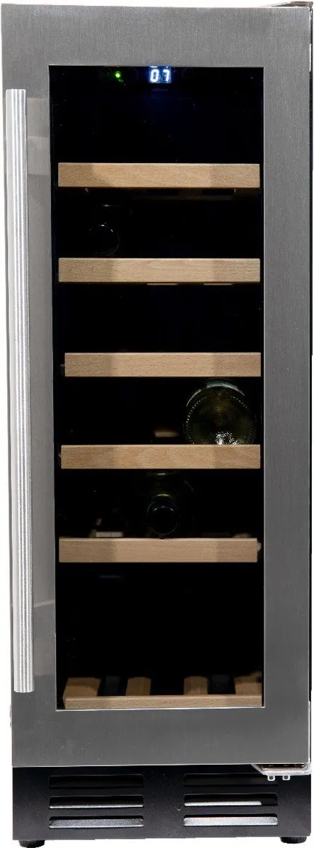 Vinata Premium Wijnkoelkast Tenibres - Vrijstaand en Onderbouw - RVS - 18 flessen - 82 x 29.5 x 57.5 cm - Glazen deur