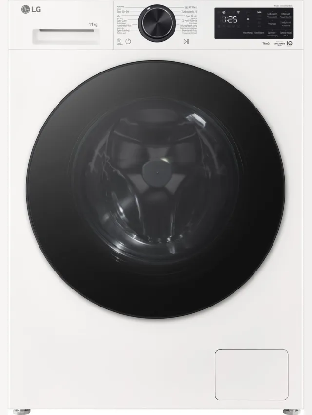 LG F4X5011TWB wasmachine 11 kg met AI DD voor betere stofverzorging, TurboWash360˚ voor snel en grondig wassen in ca. 39 min, Steam verwijdert allergenen en bacteriën, ThinQ slimme bediening en stille, duurzame Inverter Direct Drive. Energieklasse A Essence Wit (matte)