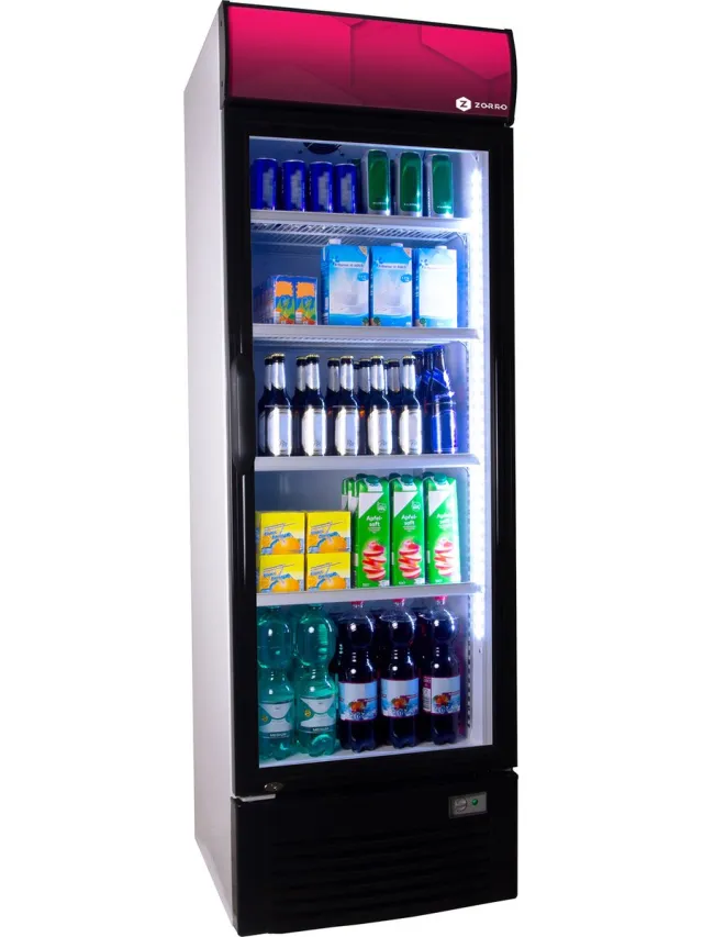 Zorro Drankkoelkast ZK 380 | Wit/Zwart met glasdeur | 380 liter | Flessenkoelkast | Professionele Black